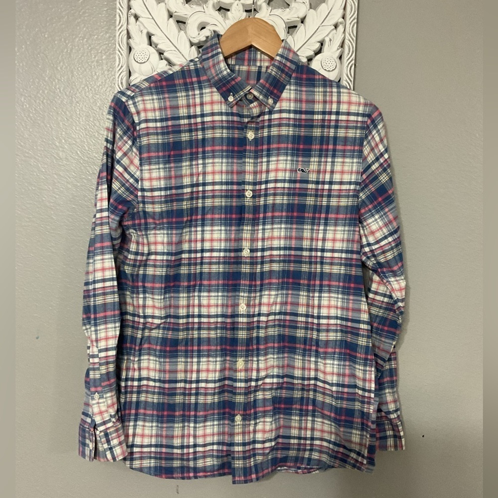 Vineyard Vines Boys Plaid Flannel Long Sleeve Collared Classic Shirt Size XL/18